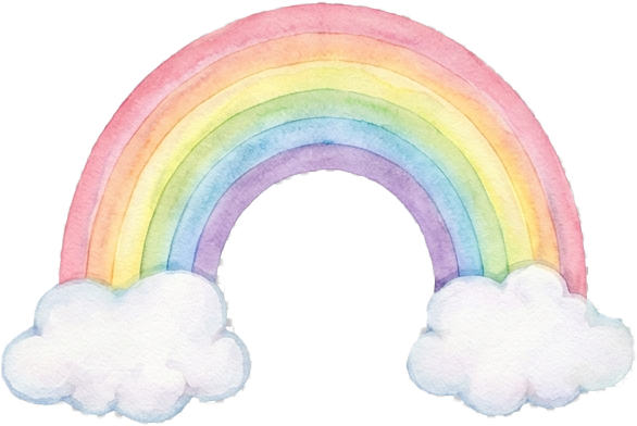 雲の上にかかる虹のイラスト